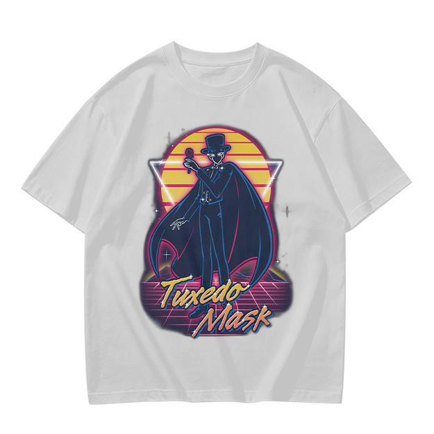 Tuxedo Mask Retro Neon Graphic Olive T-Shirt