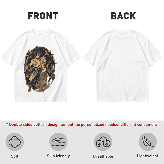 Olive Graphic Tee with Dynamic Anime Character Art Print