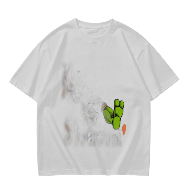 Olive Green T-Shirt With Cartoon Frog Feet Print