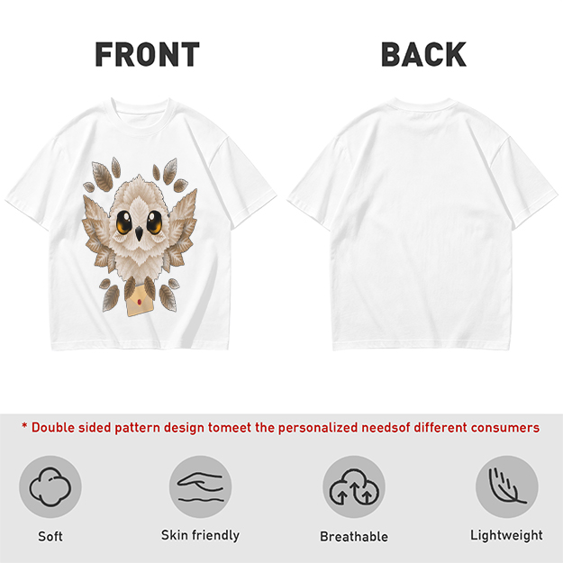 Owl with Envelope Graphic Olive Green T-Shirt