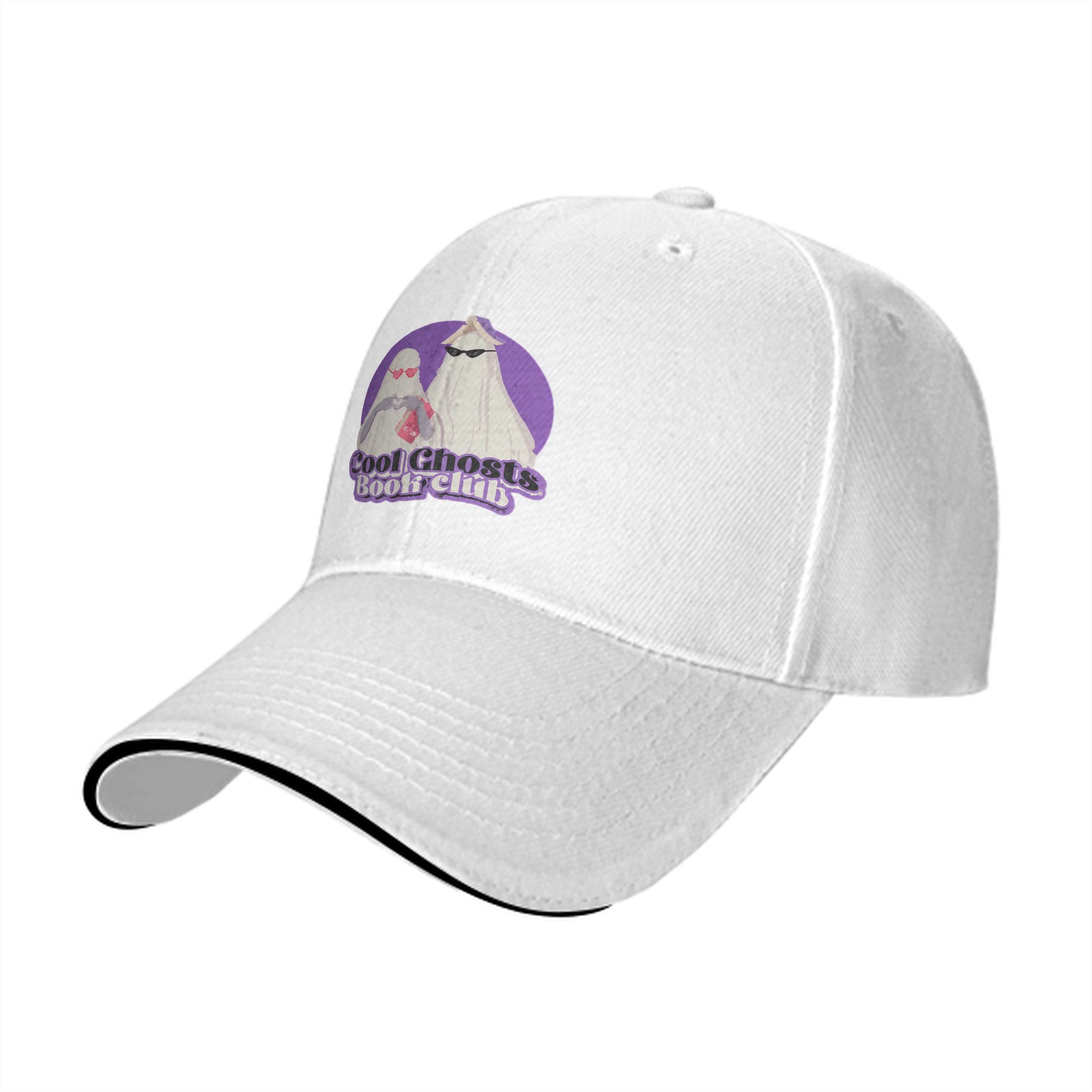 Cool Ghosts Book Club Graphic Black Baseball Cap