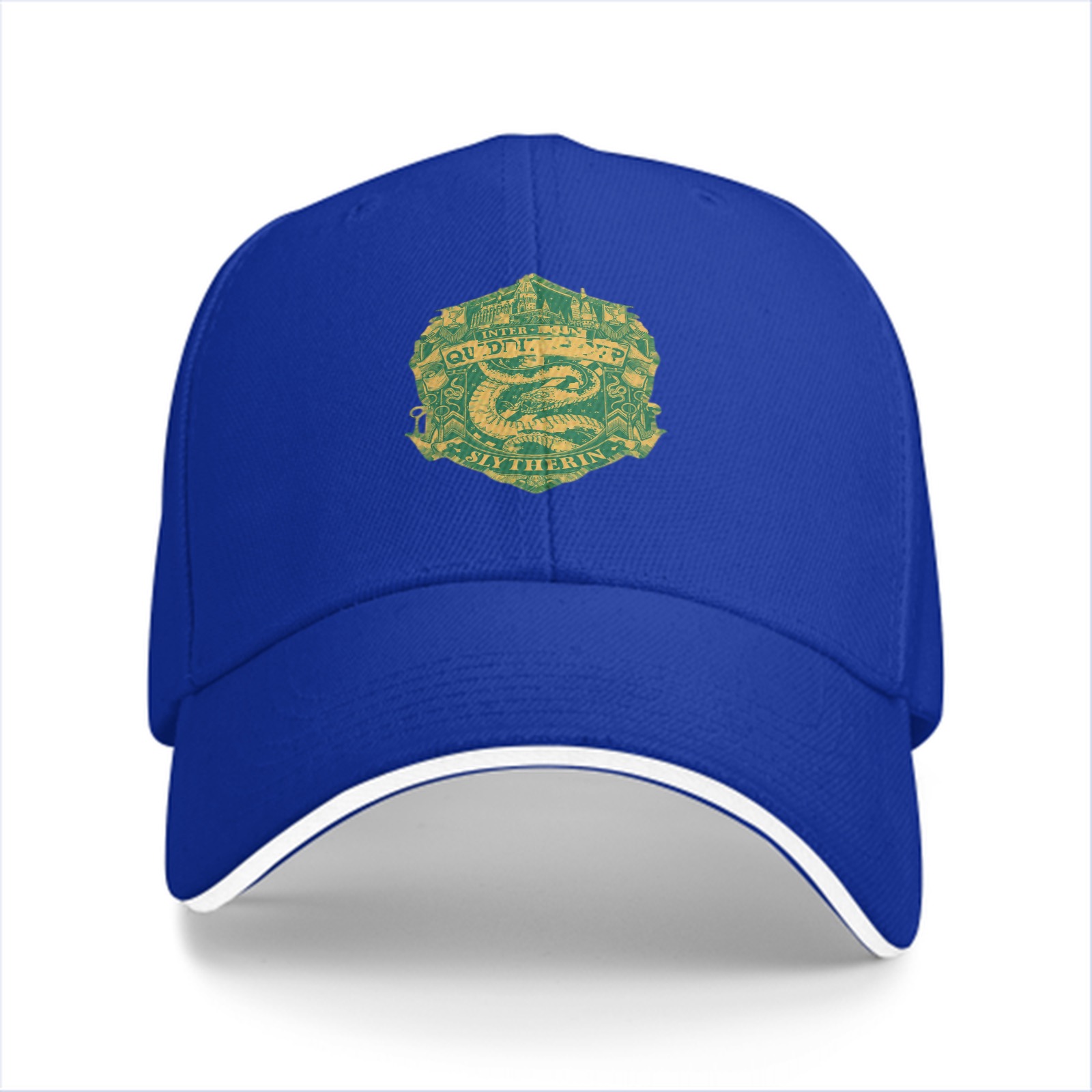Black baseball cap with Slytherin Quidditch crest design