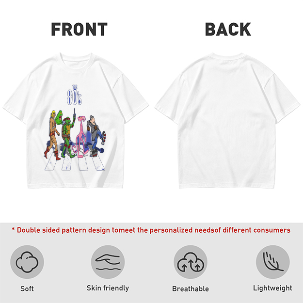 80s Cartoon Characters Abbey Road Crossing Graphic T-Shirt