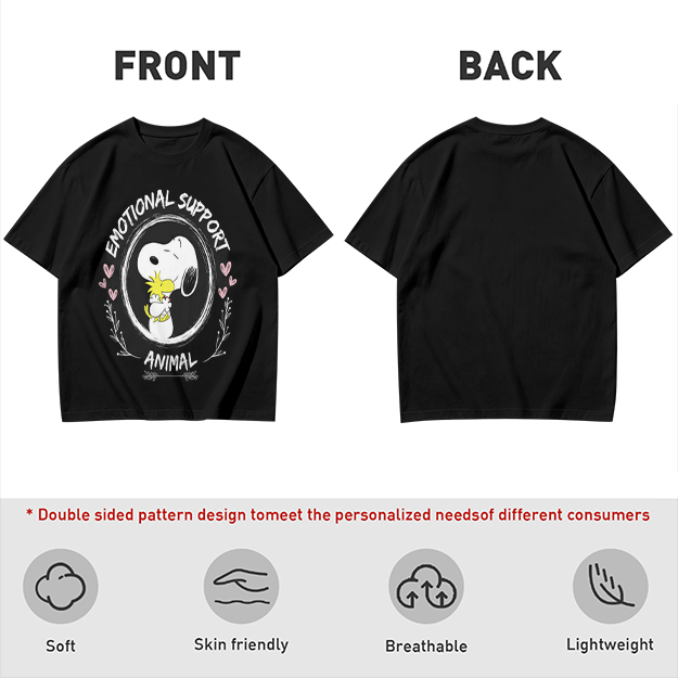 Snoopy and Woodstock Emotional Support Animal Graphic T-Shirt