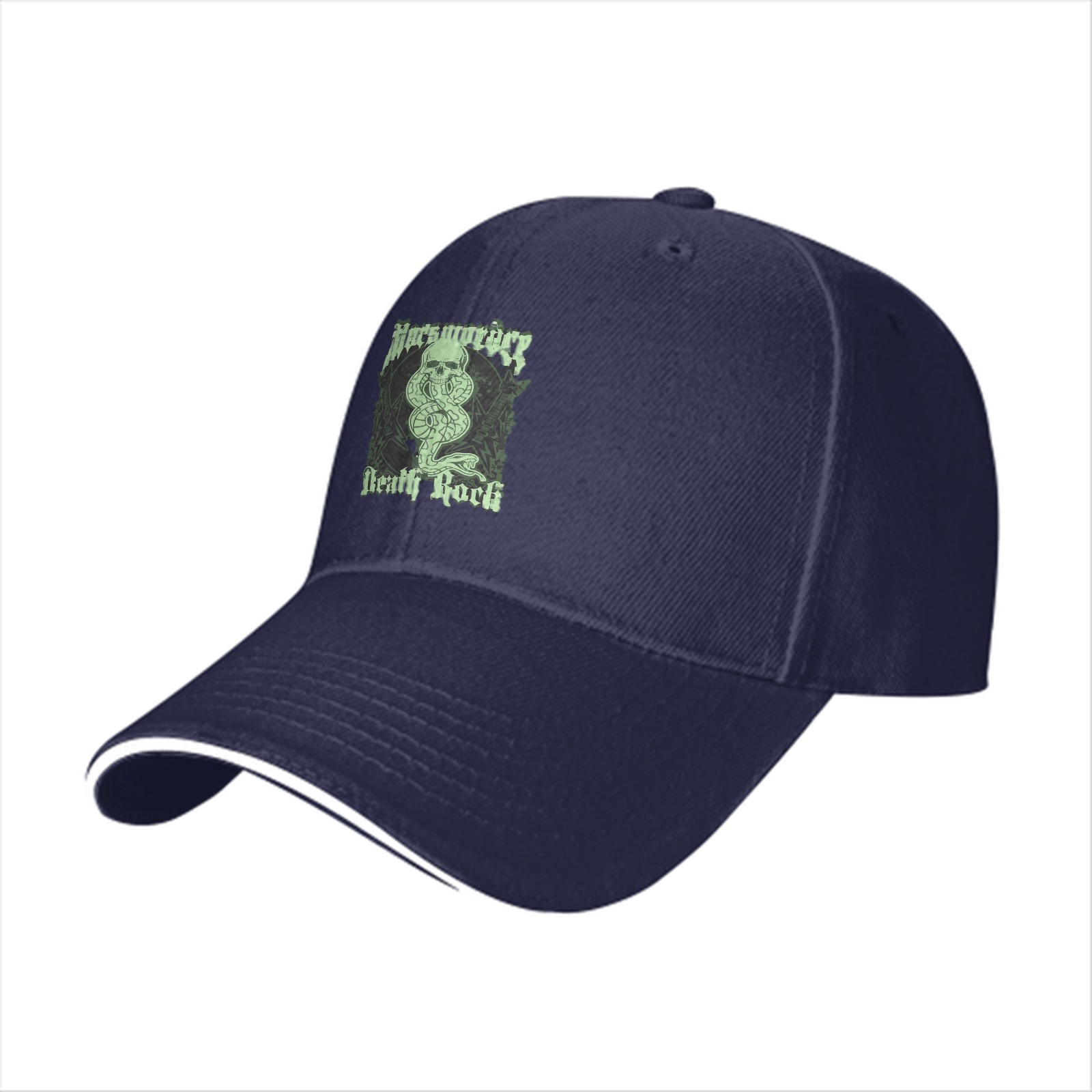 Black baseball cap with Death Rock snake skull graphic