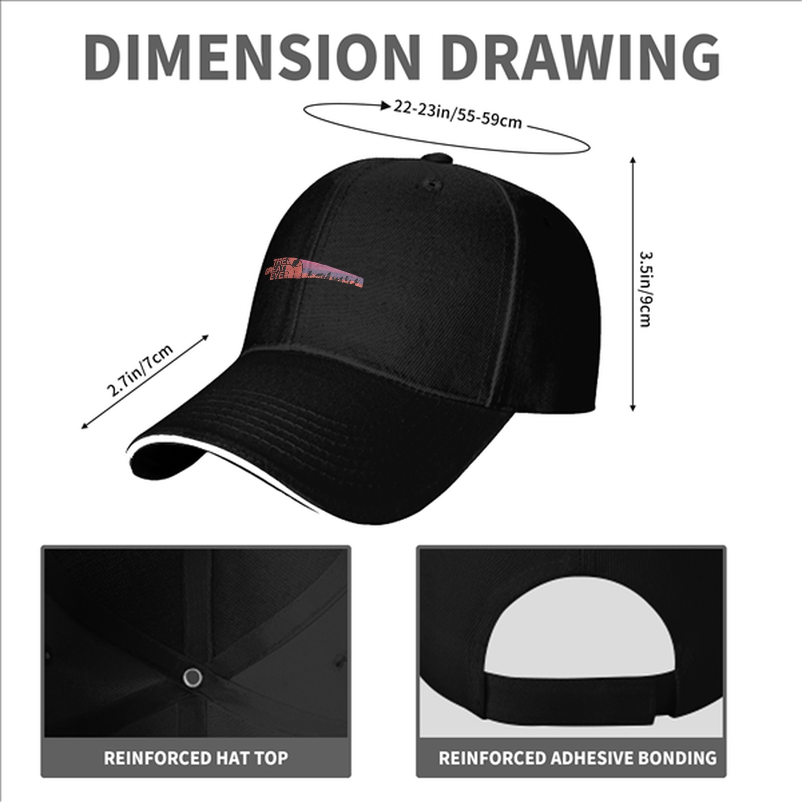 Black Baseball Cap With The Great Eye Graphic Print