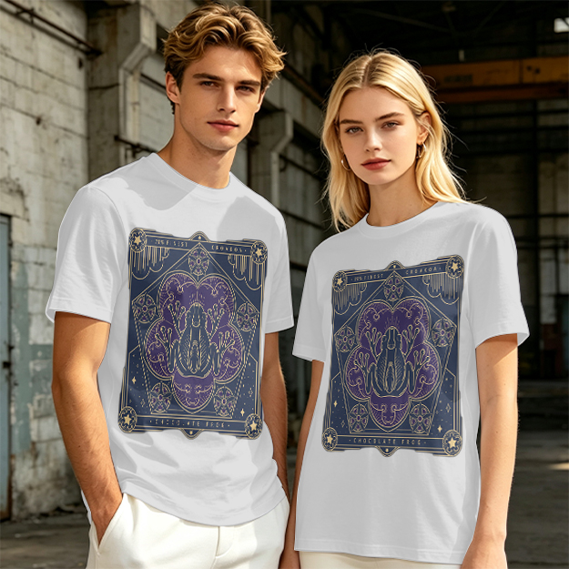 Olive T-Shirt with Mystical Frog Tarot-Style Graphic Print
