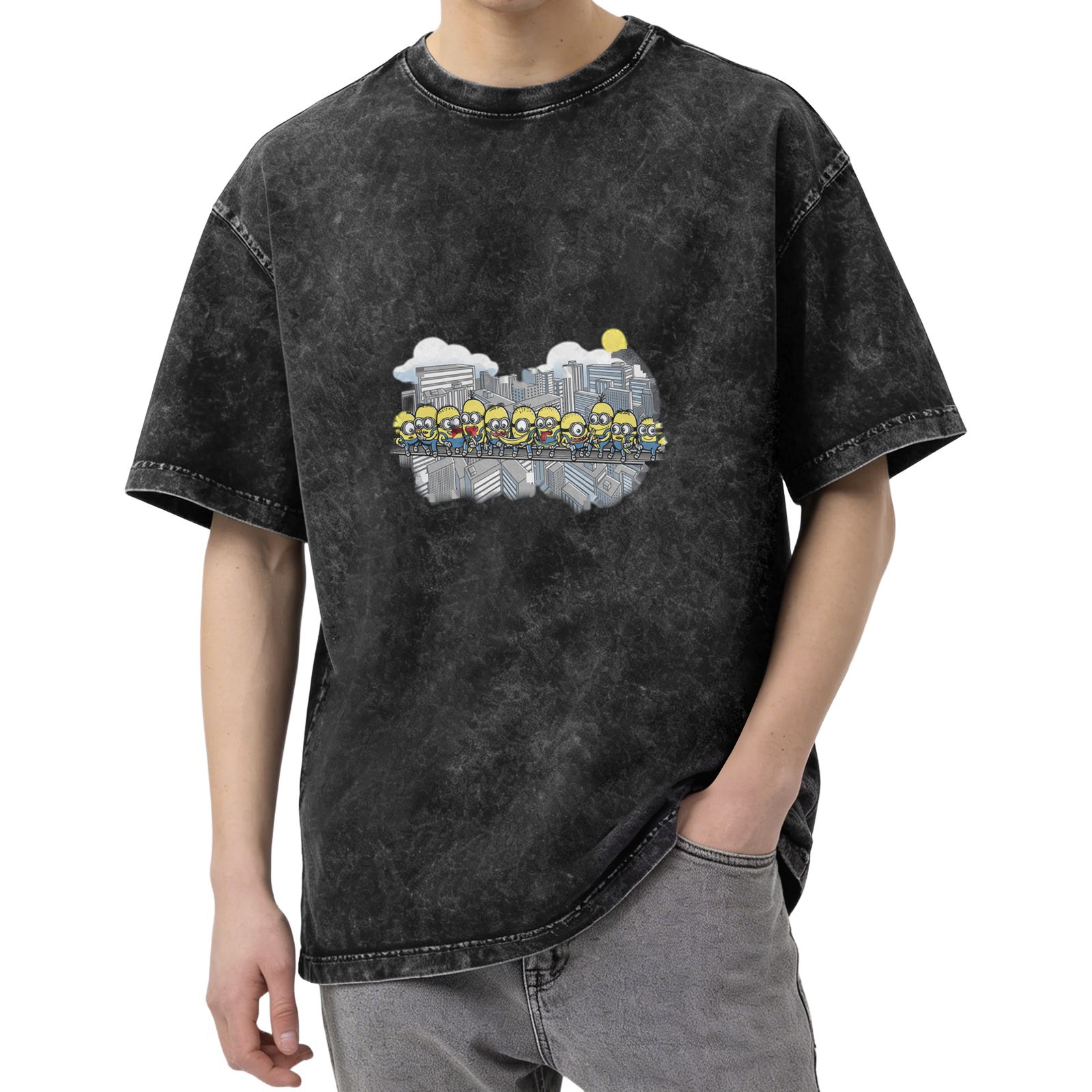 Minions Cityscape Graphic Vintage Wash T-Shirt