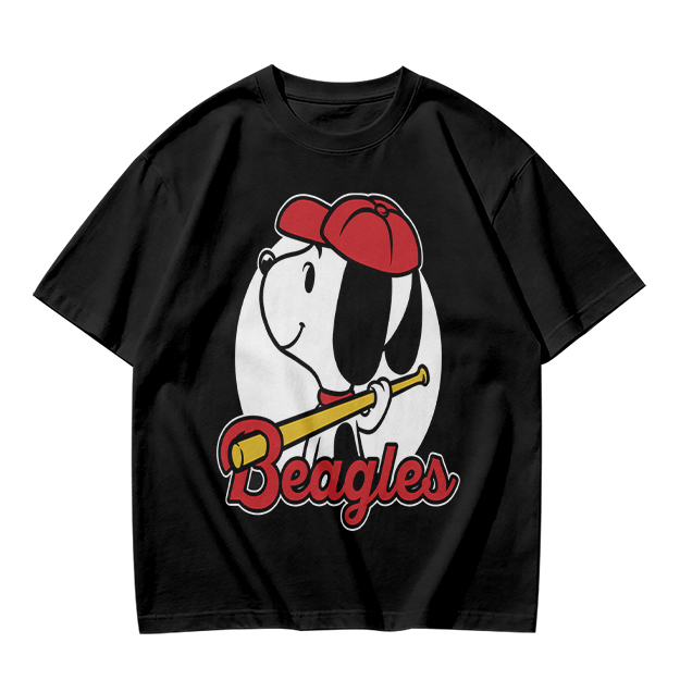Olive green t-shirt with Snoopy baseball Beagles graphic