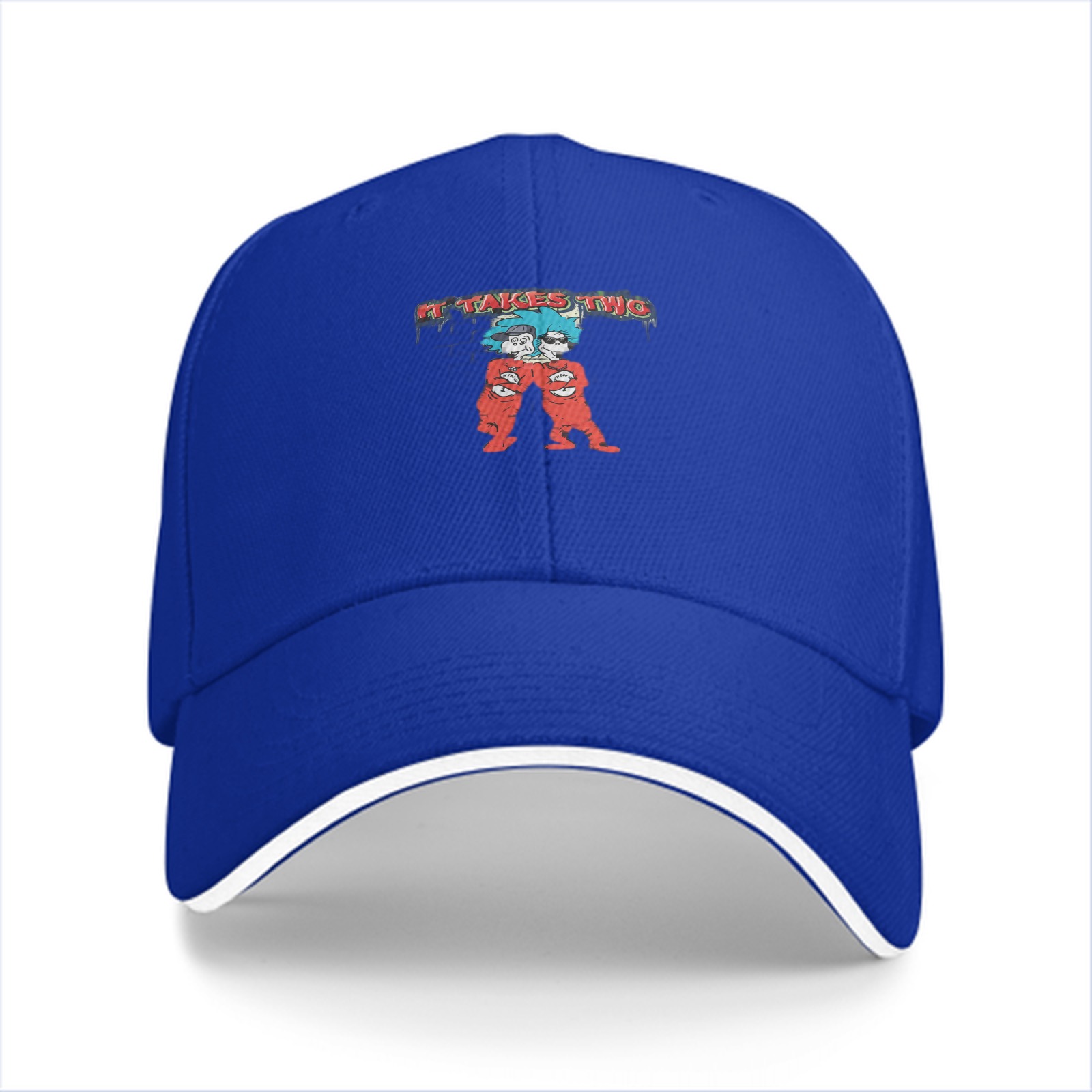Black baseball cap with 'It Takes Two' graphic design