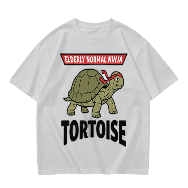 Elderly Normal Ninja Tortoise Graphic Olive T-Shirt