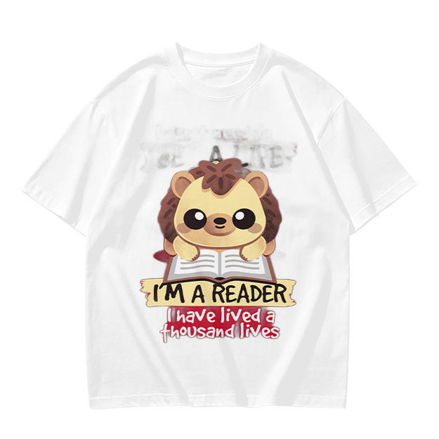 Hedgehog Reading Book I'm A Reader Thousand Lives T-Shirt