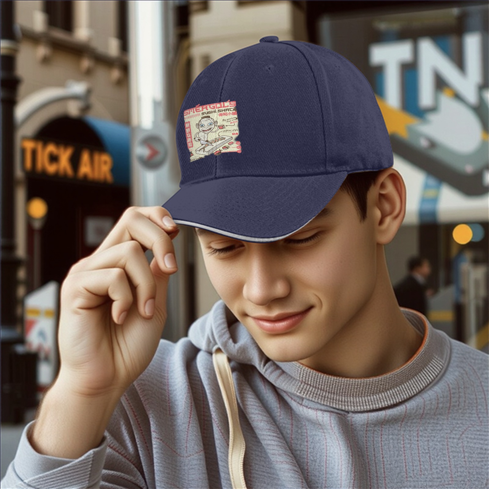 Sméagol's Sushi Shack Themed Black Baseball Cap