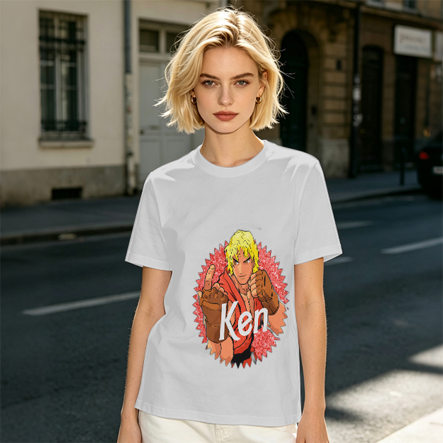 Olive T-shirt with Street Fighter Ken Graphic Print