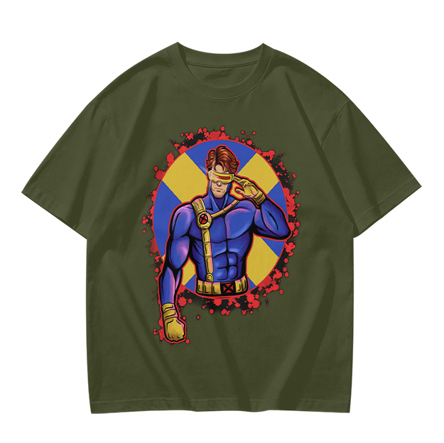 Olive T-Shirt Featuring Cyclops X-Men Superhero Graphic