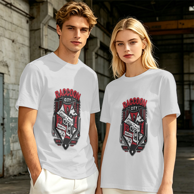 Olive T-Shirt With Raccoon City Gun Graphic Print
