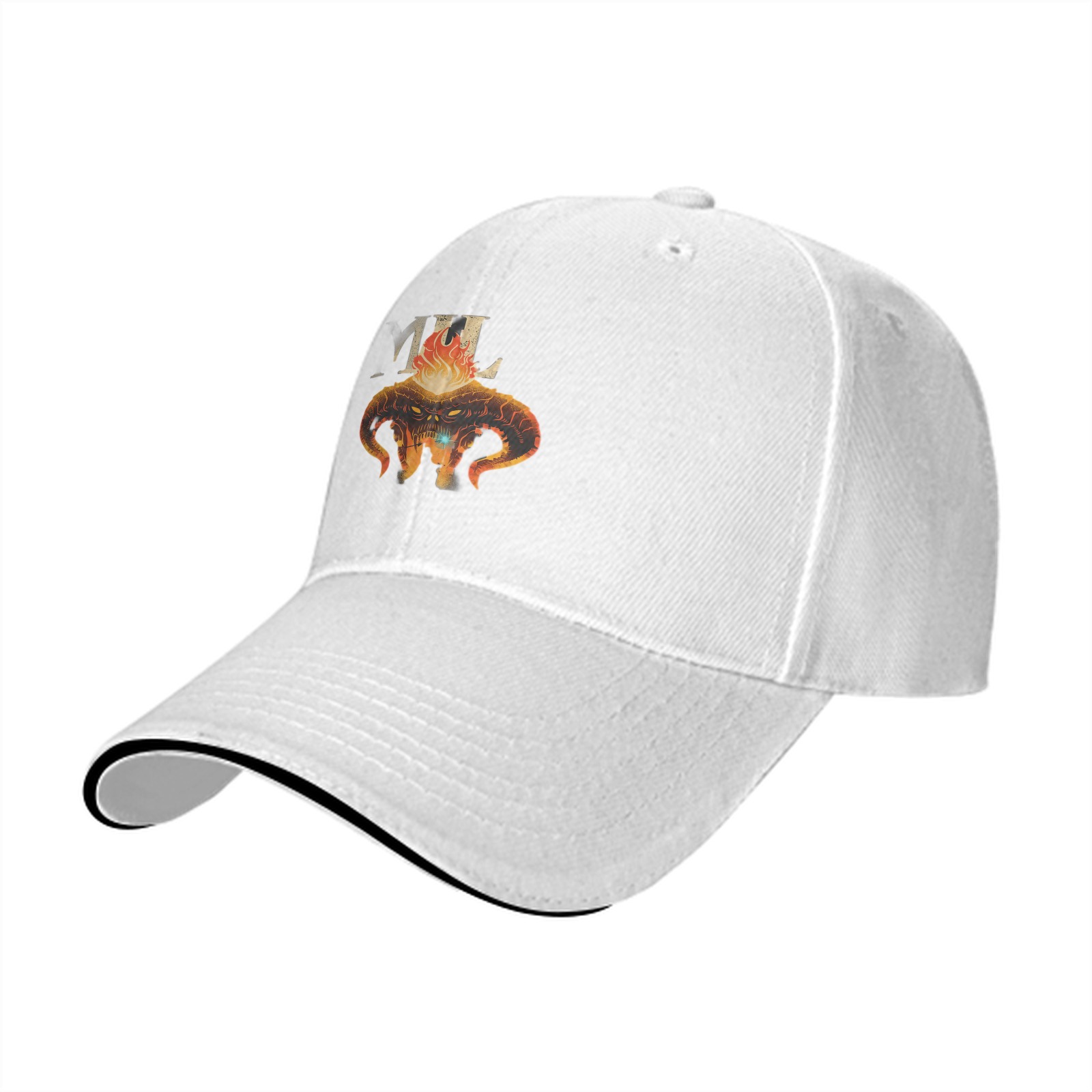Black Baseball Cap With Fiery Demon Bull Head Graphic