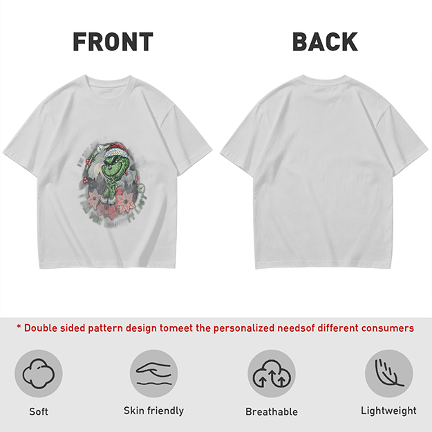 Olive Green Grinch Christmas Wreath Graphic T-Shirt