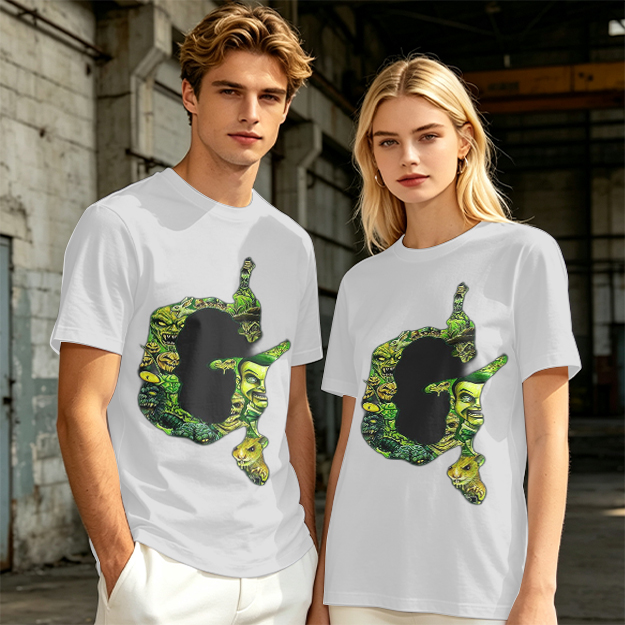 Olive Green T-Shirt With Monster Filled Letter G Graphic