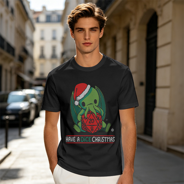 Have a Dice Christmas Cute Cthulhu Santa T-Shirt