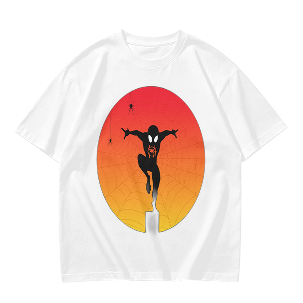 Olive T-Shirt with Spider-Man Silhouette Sunset Graphic