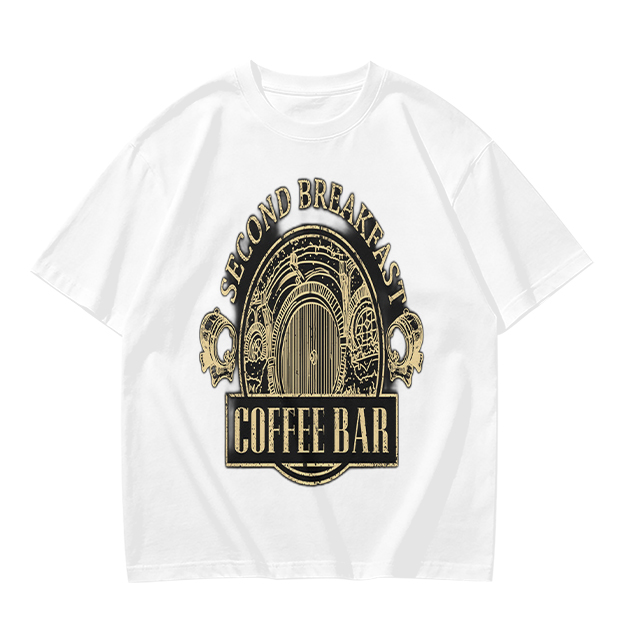 Olive Green T-Shirt with Second Breakfast Coffee Bar Graphic