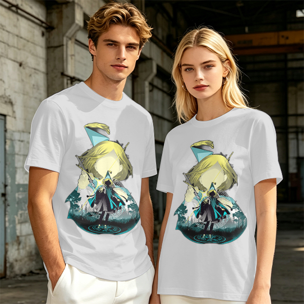 Olive T-Shirt With Chibi Wizard Anime Character Print
