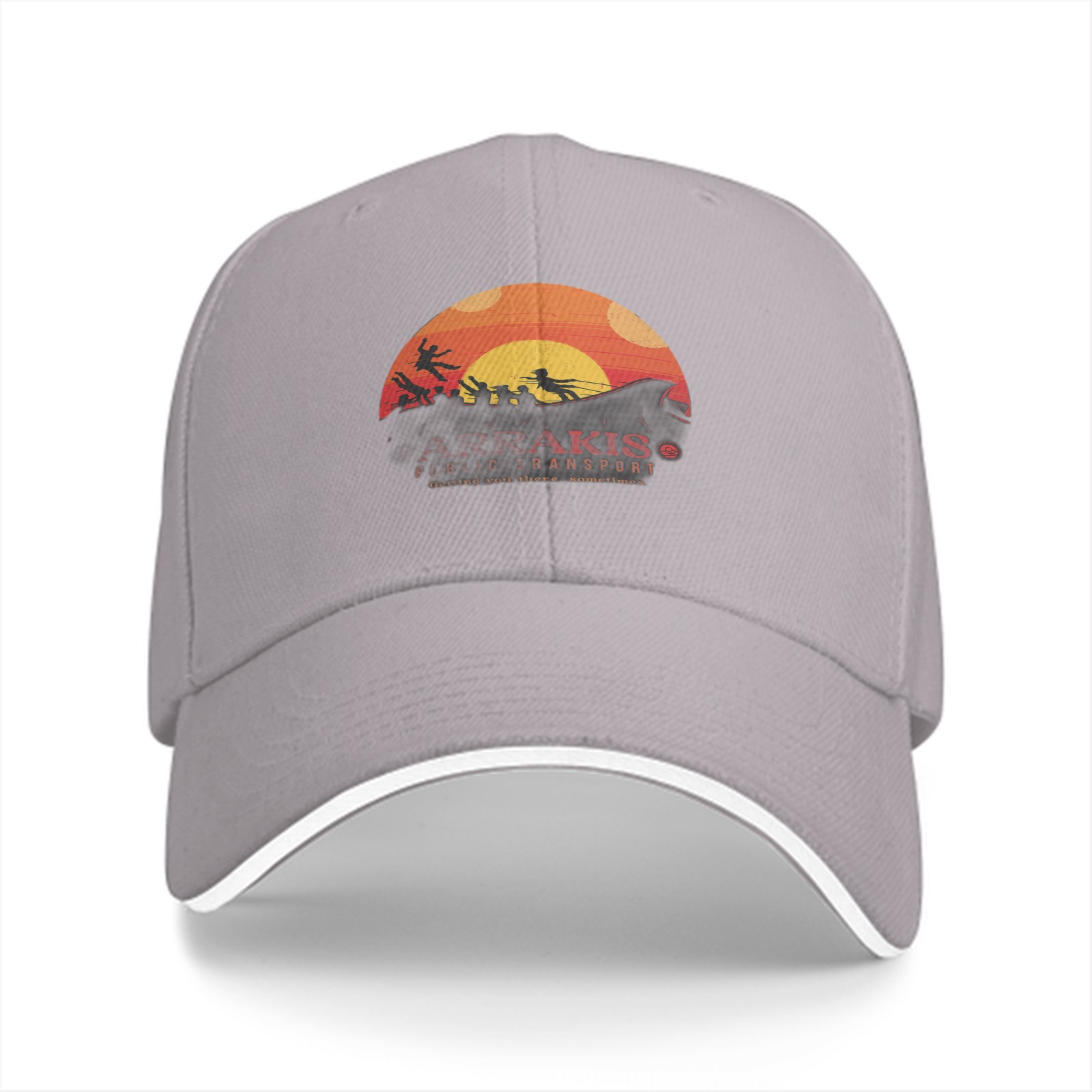 Black Baseball Cap with Sci-Fi Desert Sunset Graphic