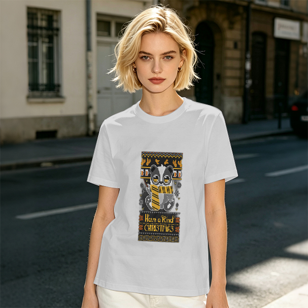 Olive green t-shirt with Hufflepuff badger Christmas print