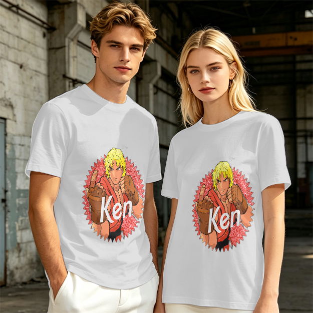 Olive T-shirt with Street Fighter Ken Graphic Print