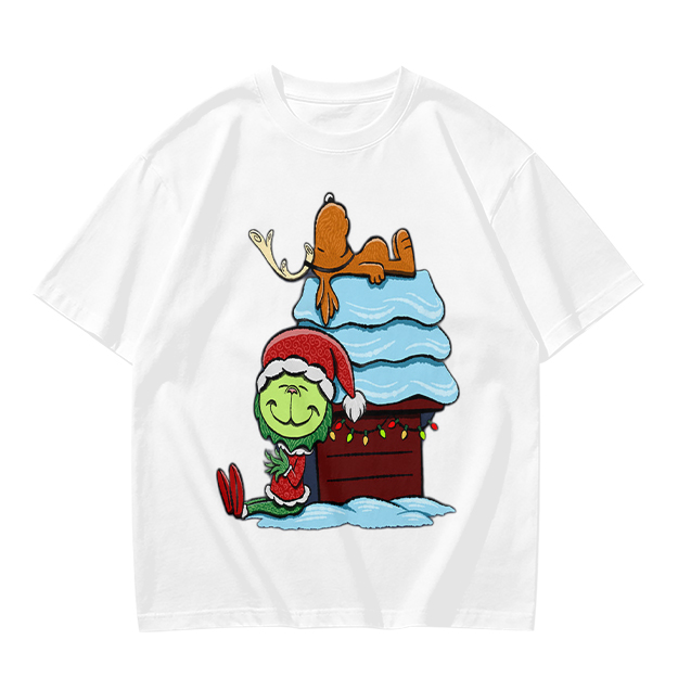 Grinch and Max Christmas Doghouse Graphic T-Shirt