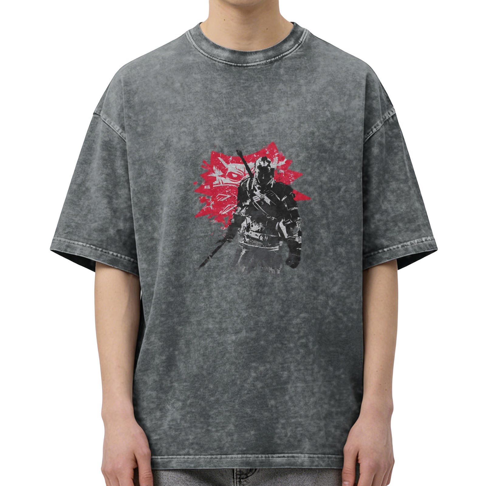 Distressed Darth Vader print short-sleeved T-shirt