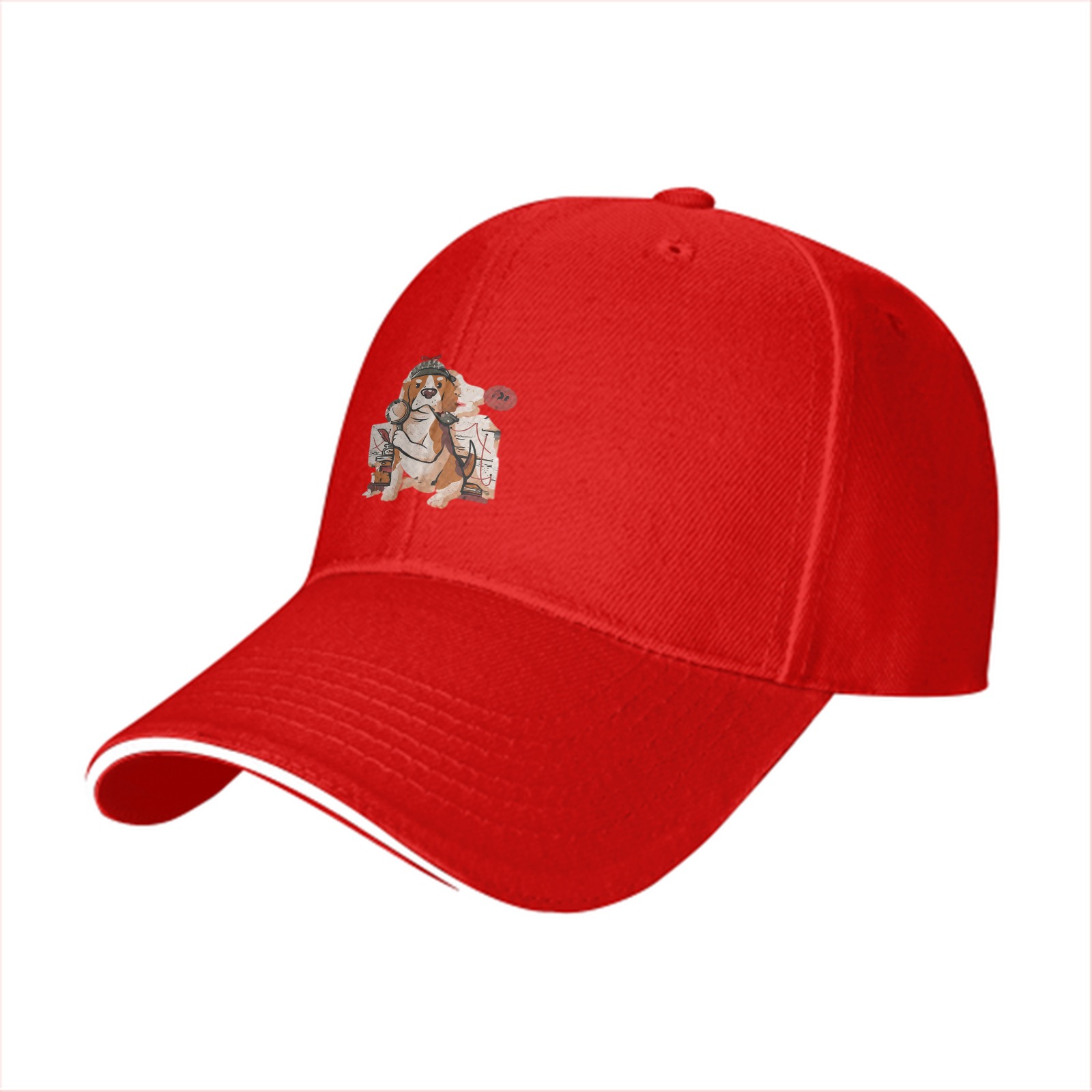Black Baseball Cap With Beagle Detective Graphic Print