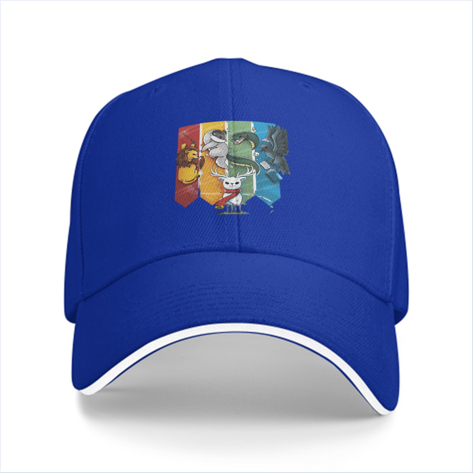 Black baseball cap with Harry Potter house mascots graphic