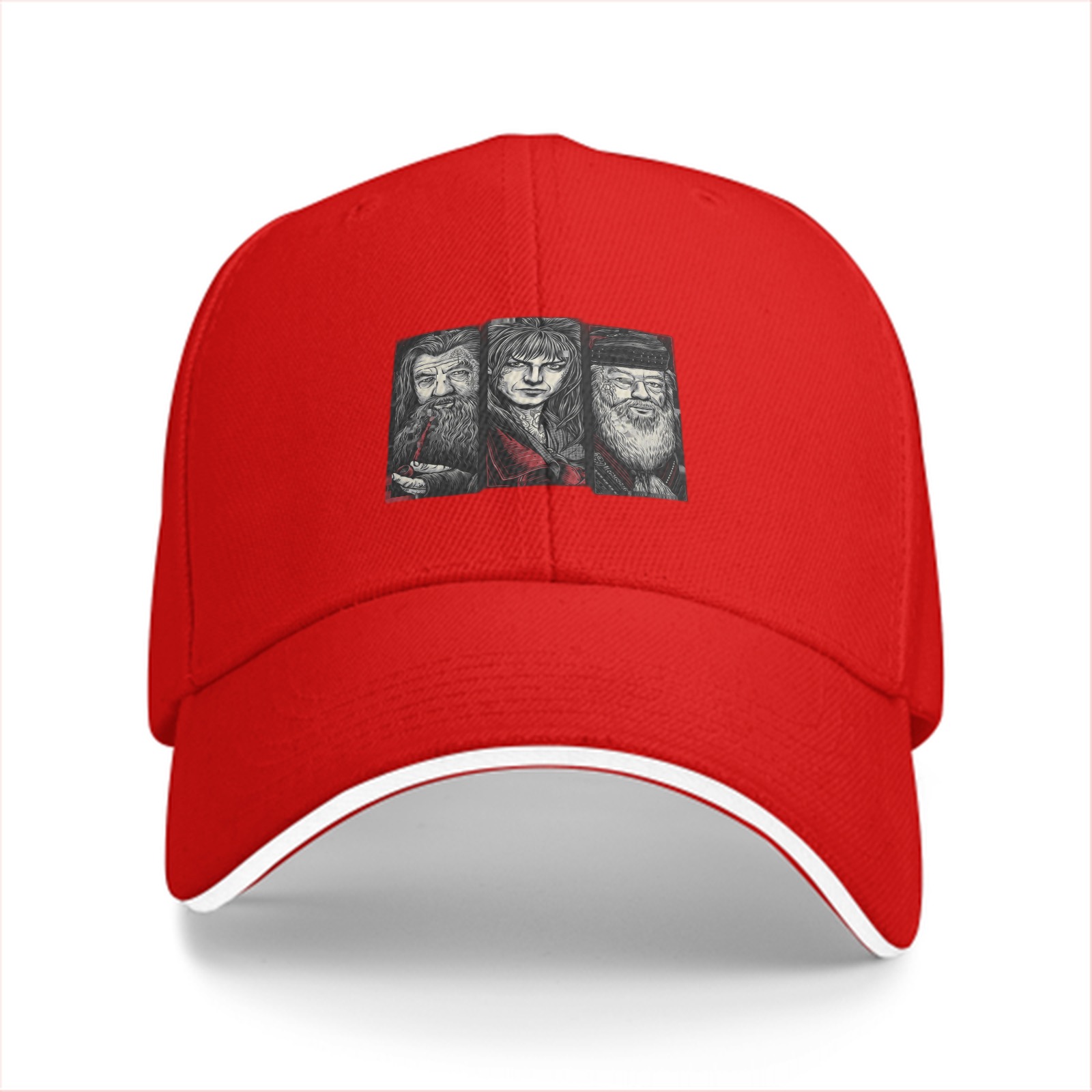 Black Baseball Cap With Fantasy Wizard Character Art Print
