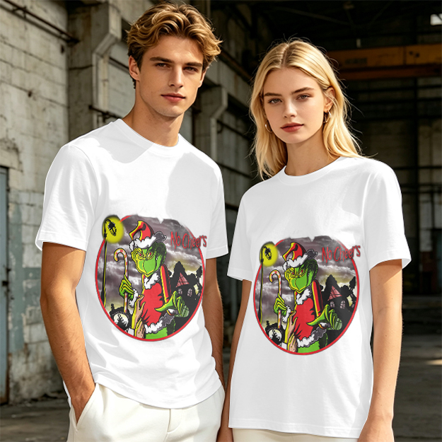 Olive T-shirt with Grinch 'No Cheers' Christmas Graphic Print