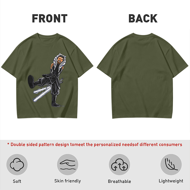 Olive T-Shirt Featuring Ahsoka Tano With Lightsabers