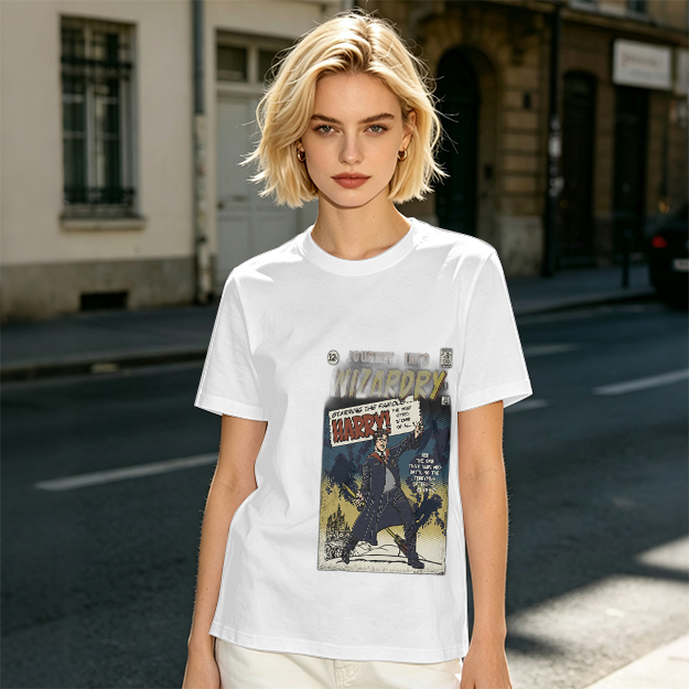 Olive T-Shirt With Wizardry Comic Style Harry Print
