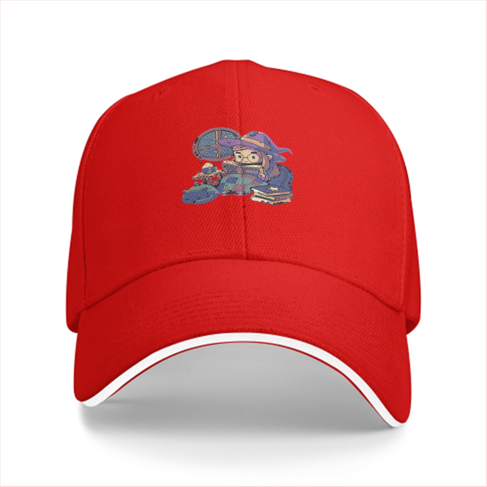 Black Baseball Cap With Cute Witch Reading Art Print