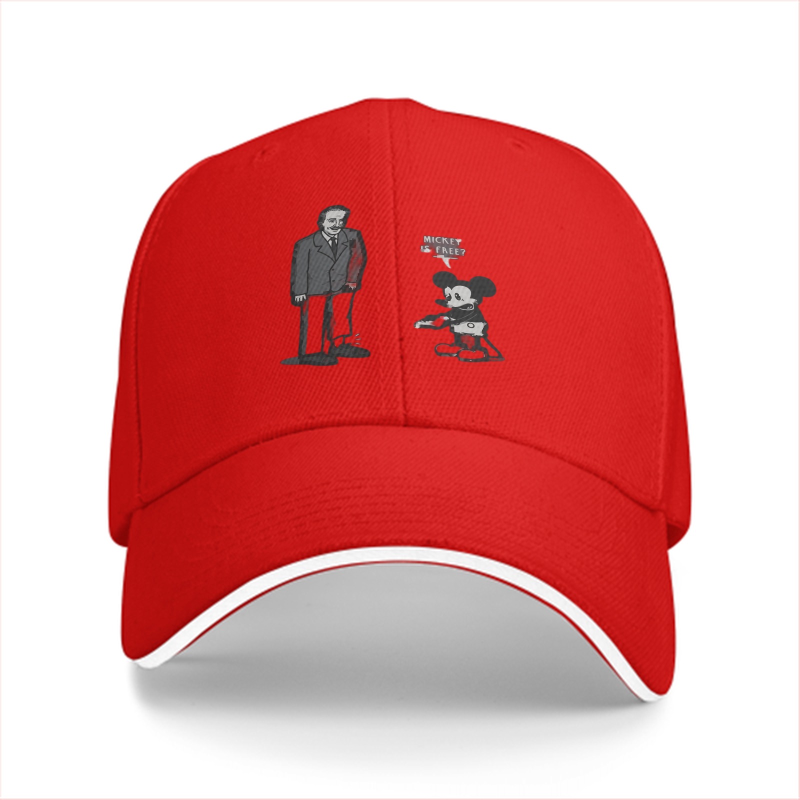Black baseball cap with Mickey and Einstein graphic print