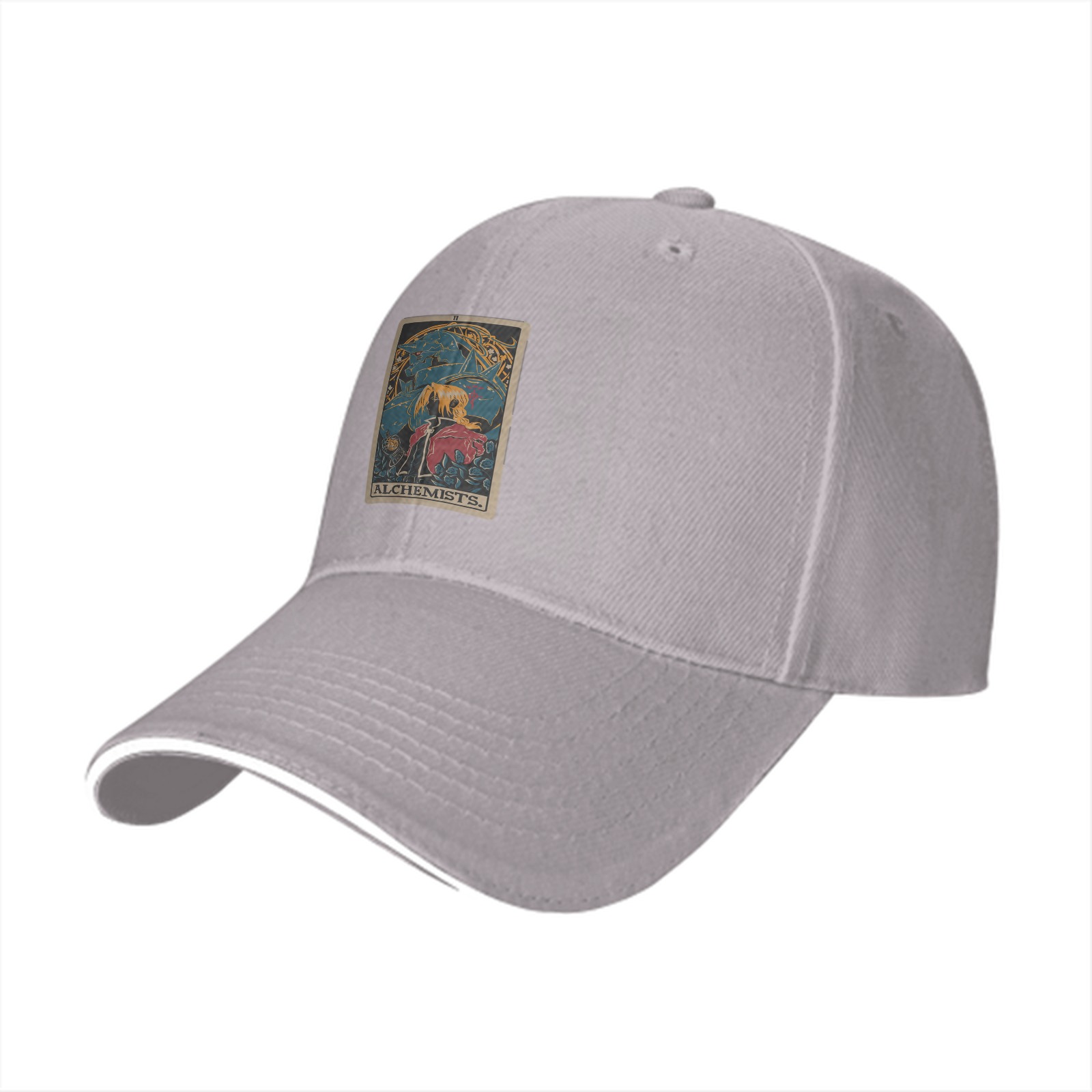 Black Baseball Cap With Alchemist Tarot Style Graphic Print