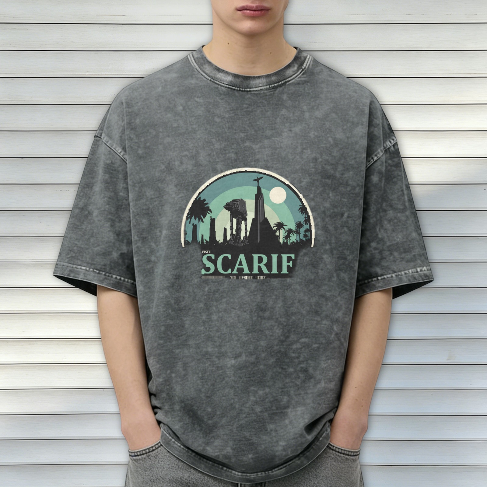 Visit Scarif Star Wars Graphic Acid Wash T-Shirt