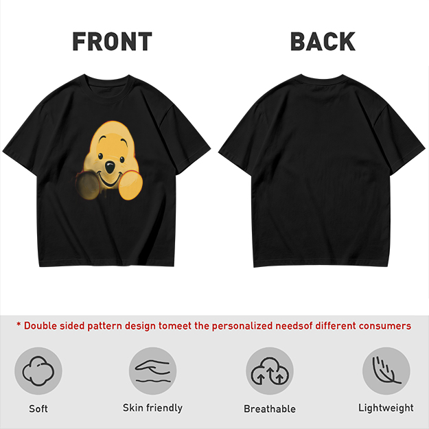 Olive T-shirt with cute Winnie the Pooh face graphic