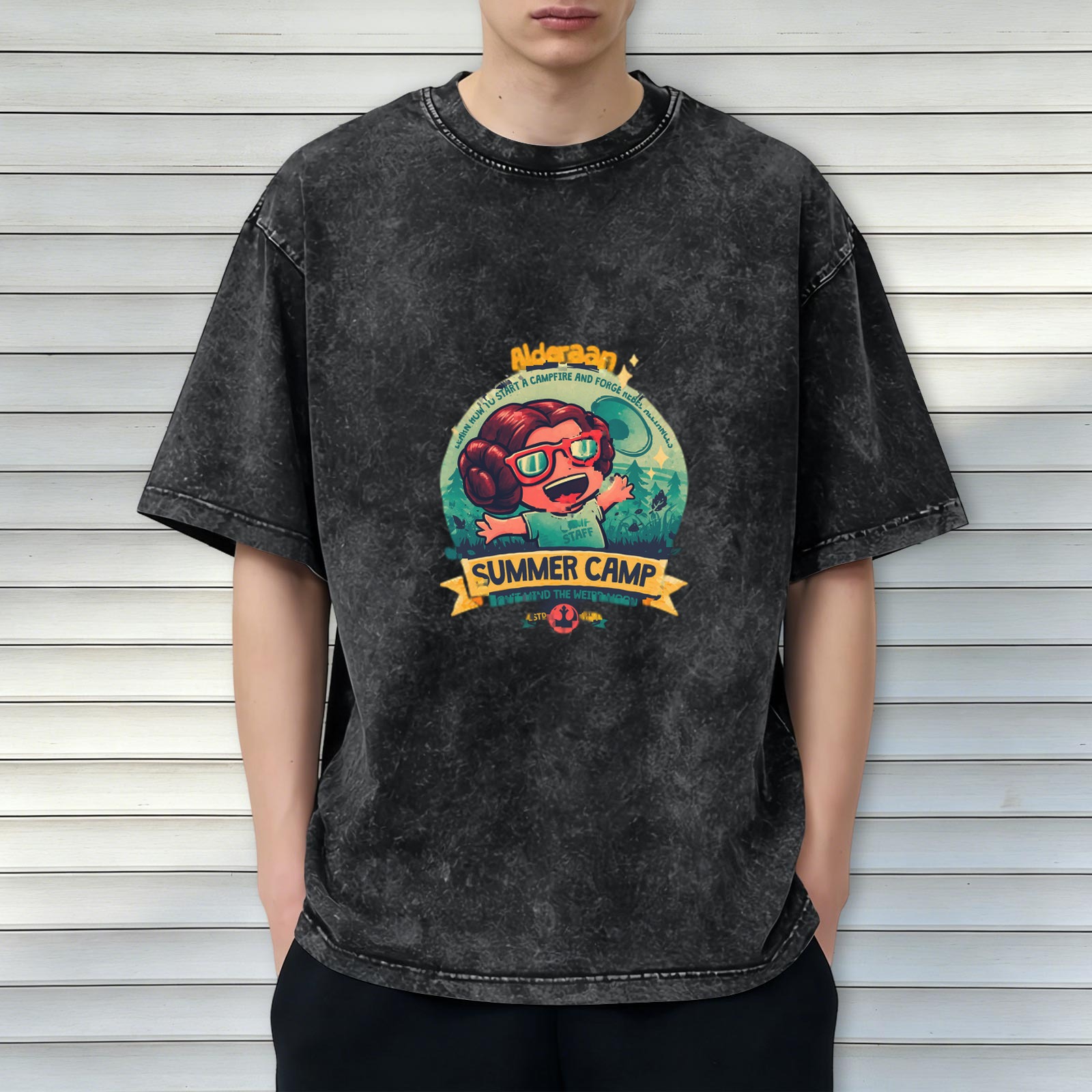 Alderaan Summer Camp Graphic Black Wash T-Shirt