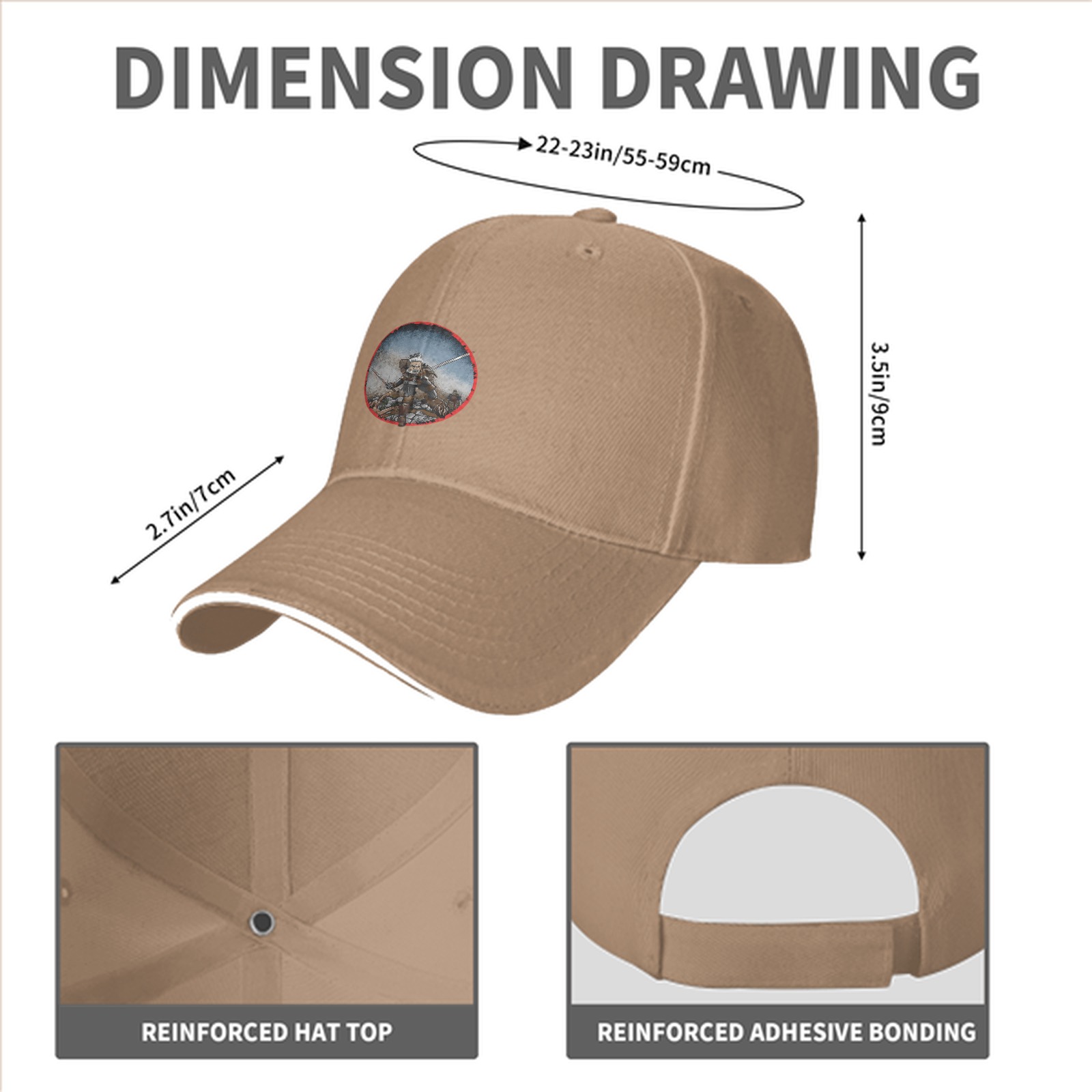 Black baseball cap with warrior battle scene graphic