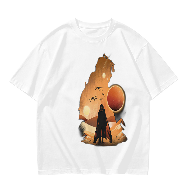 Olive T-Shirt With Desert Sci-Fi Silhouette Graphic Print