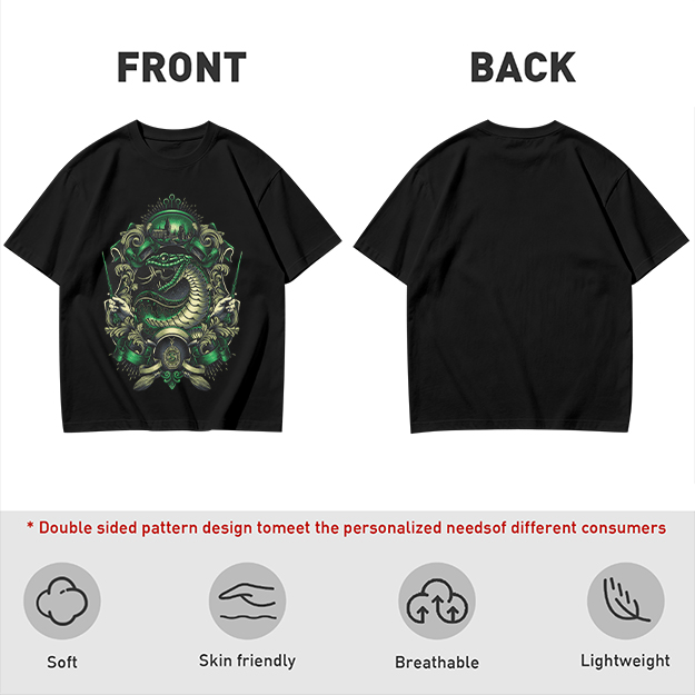 Olive Green T-Shirt With Serpent Crest Graphic Design