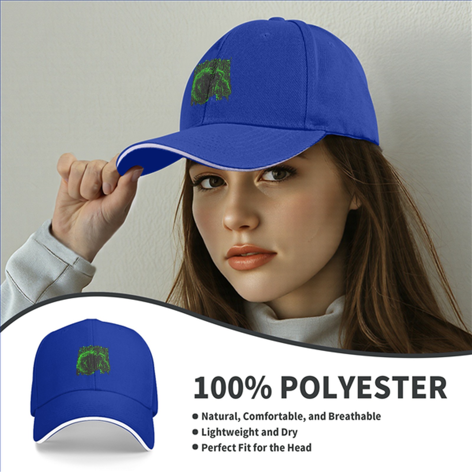 Black Baseball Cap With Green Abstract Art Graphic