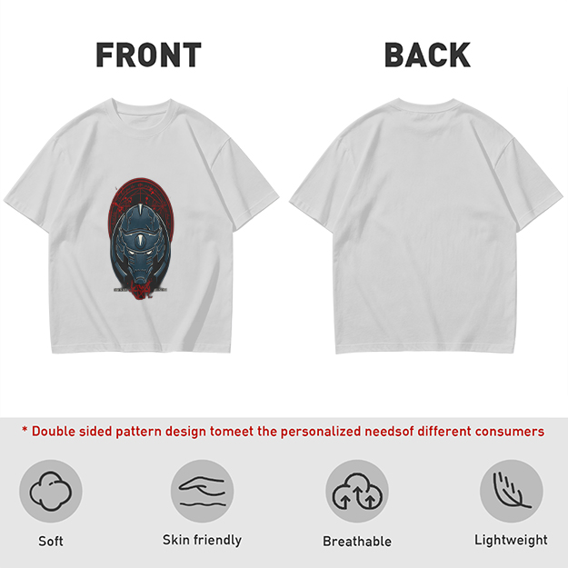 Olive T-Shirt With Futuristic Alien Helmet Graphic Print
