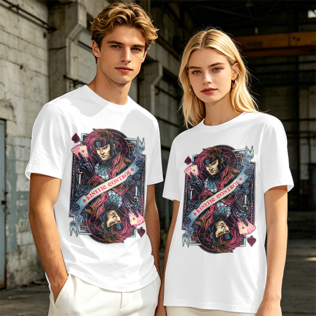 Olive T-Shirt With Gambit Kinetic Control Playing Card Art